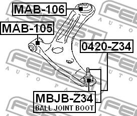 Febest MAB-106 - сайлентблок переднего рычага задний!\ Mitsubishi ASX GA 10> autosila-amz.com
