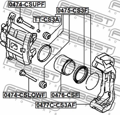 Febest 0474-CSUPF - ВТУЛКА НАПРАВЛЯЮЩАЯ СУППОРТА ТОРМОЗНОГО ПЕРЕДНЕГО (MITSUBISHI LANCER CS 2000-2009) FEBEST autosila-amz.com