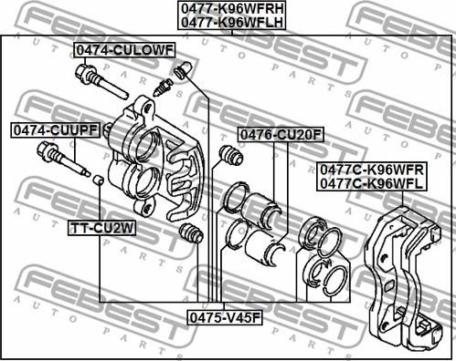 Febest 0476-CU20F - поршень суппорта тормозного переднего!\ Mitsubishi Outlander 06-12 autosila-amz.com