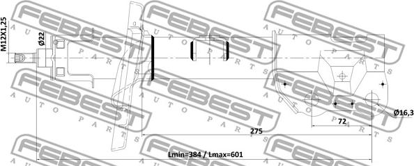 Febest 05110-002FL - АМОРТИЗАТОР ПЕРЕДНИЙ ЛЕВЫЙ GAS.TWIN TUBE MAZDA autosila-amz.com