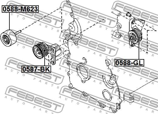 Febest 0587-BK - ролик натяжной ремня генератора!\ Mazda 3 2.0 03> autosila-amz.com