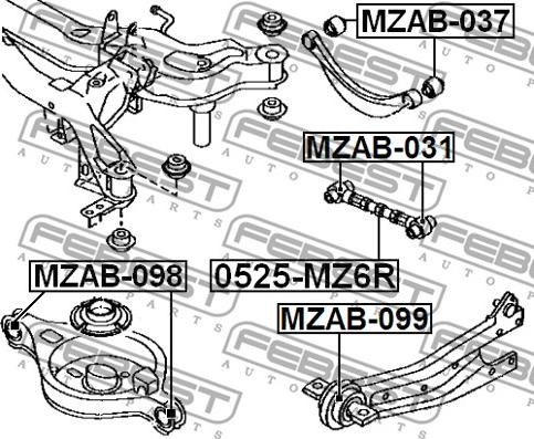 Febest 0525-MZ6R - рычаг задней подвески нижний!\ Mazda 6 GG/GY all 02> autosila-amz.com