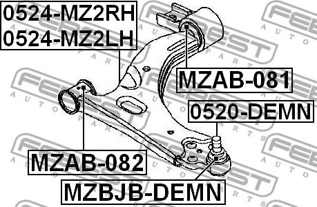 Febest MZAB-081 - САЙЛЕНБЛОК ЗАДНИЙ ПЕРЕДНЕГО РЫЧАГА БЕЗ КРОНШТЕЙНА (FORD FIESTA/FUSION (CBK) 2001-2008) FEBEST autosila-amz.com