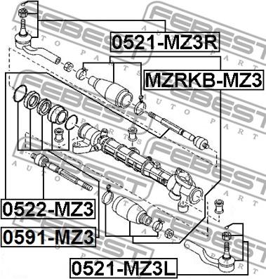 Febest 0521-MZ3R - !СНЯТ С ПРОИЗВОДСТВА Наконечник рулевой тяги MAZDA 3 03-08 прав. autosila-amz.com