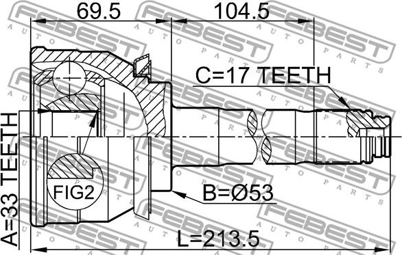 Febest 0610-007 - ШРУС НАРУЖНЫЙ 33x53x17 (ISUZU VEHICROSS VX 1999-2001) FEBEST autosila-amz.com