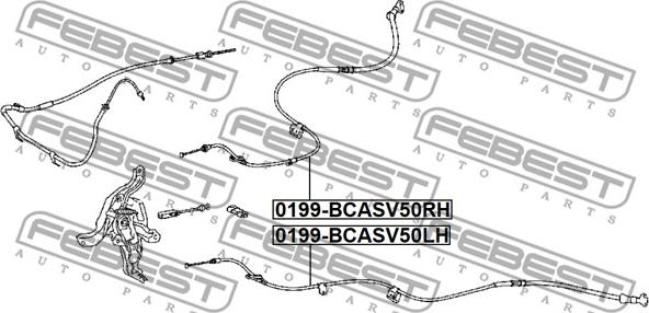 Febest 0199-BCASV50LH - трос тормоза стояночного! левый \Toyota Camry, Lexus ES240/350 autosila-amz.com
