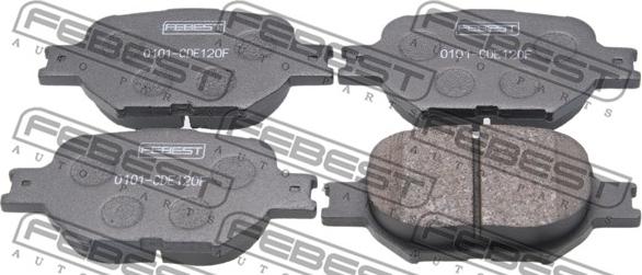 Febest 0101-CDE120F - КОЛОДКИ ТОРМОЗНЫЕ ПЕРЕДНИЕ (TOYOTA CROWN/CROWN MAJESTA UZS17#/GS171/JKS175/JZS17# 1999-2004) FEBEST autosila-amz.com