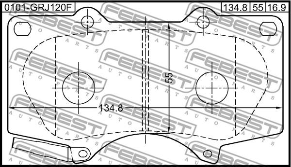 Febest 0101-GRJ120F - АРТИКУЛ: 0101-GRJ120F, КОЛОДКИ ТОРМОЗНЫЕ ПЕРЕДНИЕ 0101-GRJ120F /РОССИЯ/ autosila-amz.com