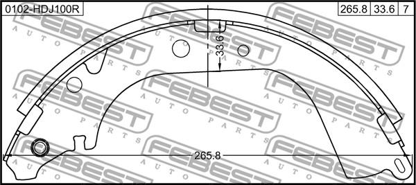 Febest 0102-HDJ100R - КОЛОДКИ ТОРМОЗНЫЕ ЗАДНИЕ (БАРАБАННЫЕ) КОМПЛЕКТ 0102-HDJ100R autosila-amz.com