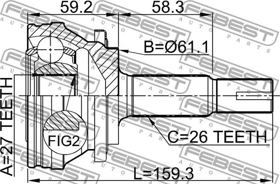 Febest 0110-ACA30 - ШРУС НАРУЖНЫЙ 27X70X26 TOY RAV4 ACA3#/ALA3#/GSA33/ZSA3# 2005-2013 autosila-amz.com