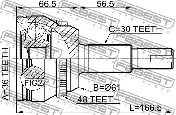 Febest 0110-GSX30A48 - Шарнирный комплект, ШРУС, приводной вал autosila-amz.com