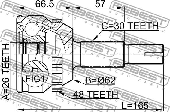 Febest 0110-MCV30A48 - Шарнирный комплект, ШРУС, приводной вал autosila-amz.com