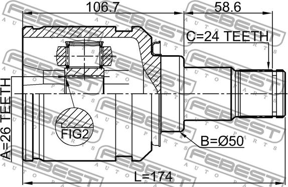 Febest 0111-AGV10LH - ШРУС внутренний правый к-кт!\ Toyota Camry 06-11 autosila-amz.com