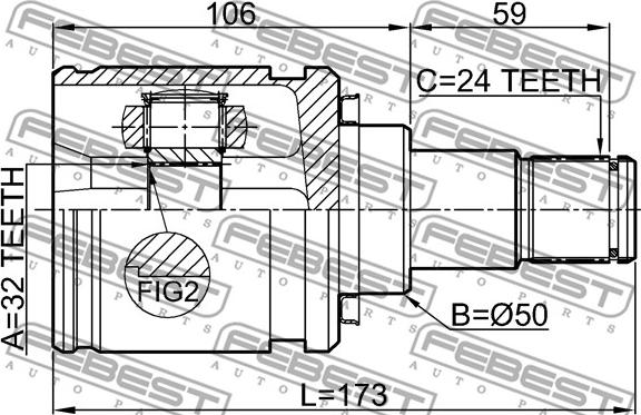 Febest 0111-CDT220LH - ШРУС внутренний левый к-кт!\ Toyota Avensis T22 2.0D 97> autosila-amz.com