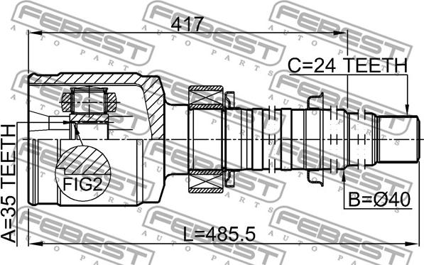 Febest 0111-GSX30RH - Шарнирный комплект, ШРУС, приводной вал autosila-amz.com