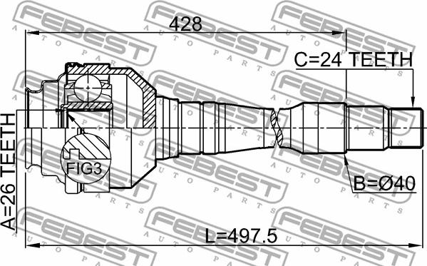 Febest 0111-MCV20RH - Шарнирный комплект, ШРУС, приводной вал autosila-amz.com