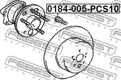 Febest 0184-005-PCS10 - Шпилька колесная 2 8001, 4 отгрузка поштучно, цена за 1 шпильку 018400510 autosila-amz.com