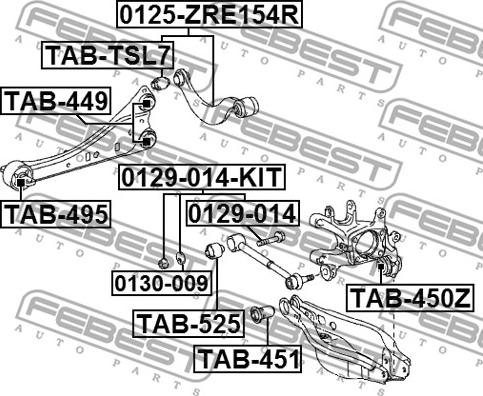 Febest 0129-014-KIT - БОЛТ С ЭКСЦЕНТРИКОМ РЕМКОМПЛЕКТ TOYOTA RAV4 ACA3#,ALA3#,GSA33,ZSA3# 2005.11-2012.12 [EU] autosila-amz.com