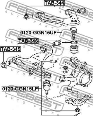 Febest 0120-GGN15UF - ОПОРА ШАРОВАЯ ПЕРЕДНЕГО ВЕРХНЕГО РЫЧАГА (TOYOTA HILUX GGN15/GGN25 2005-) FEBEST autosila-amz.com