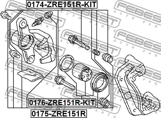 Febest 0176-ZRE151R-KIT - Ремкомплект, тормозной суппорт autosila-amz.com