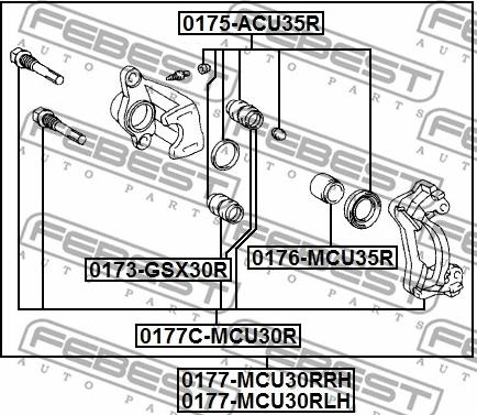 Febest 0176-MCU35R - ПОРШЕНЬ СУППОРТА ТОРМОЗНОГО ЗАДНЕГО autosila-amz.com