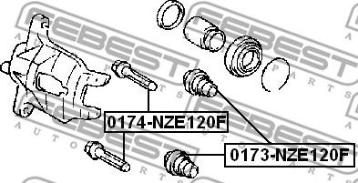 Febest 0174-NZE120F - ВТУЛКА НАПРАВЛЯЮЩАЯ СУППОРТА ТОРМОЗНОГО ПЕРЕДНЕГО (TOYOTA COROLLA CE120/NZE12#/ZZE12# 2000-2008) FEB autosila-amz.com