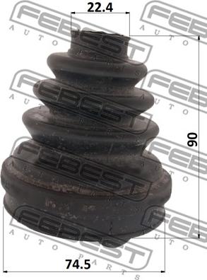 Febest 0315-EST - ПЫЛЬНИК ШРУС ВНУТРЕННИЙ КОМПЛЕКТ 74.5X90X22.4 HONDA CIVIC ES1 2001-2005 [EU] autosila-amz.com