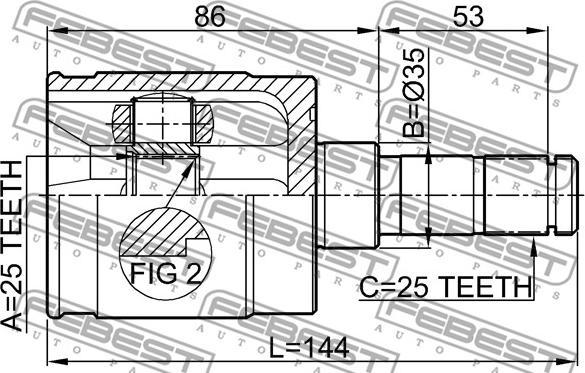 Febest 0311-GDRH - Шарнирный комплект, ШРУС, приводной вал autosila-amz.com