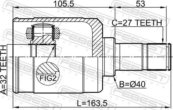 Febest 0311-RW24LH - Шарнирный комплект, ШРУС, приводной вал autosila-amz.com