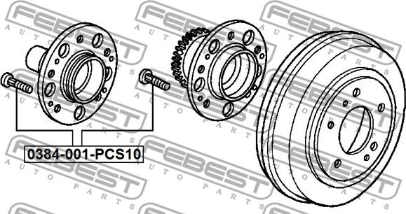 Febest 0384-001-PCS10 - ШПИЛЬКА КОЛЁСНАЯ (10 шт. в упаковке) autosila-amz.com