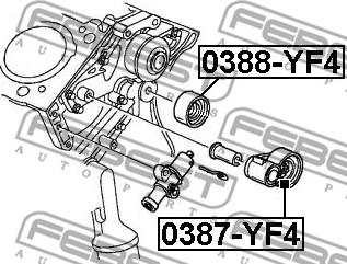 Febest 0388-YF4 - ролик натяжной ремня ГРМ!\ Opel Astra 1.7D 98>/Corsa 1.7D 00-06/Meriva 1.7D 03> autosila-amz.com