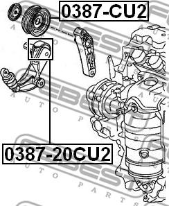 Febest 0387-20CU2 - ролик натяжителя!\ Honda Accord/CR-V 2.0 06>/Civic 1.8 06> autosila-amz.com