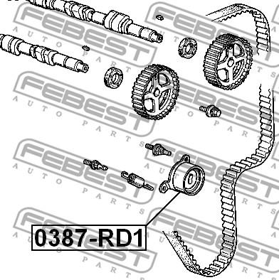 Febest 0387-RD1 - РОЛИК НАТЯЖИТЕЛЯ РЕМНЯ ГРМ HONDA CR-V RD1 1996-2001 [GN] autosila-amz.com