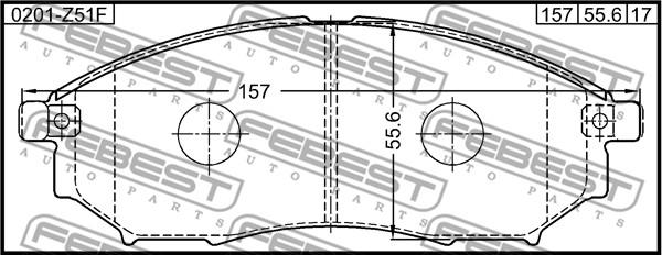 Febest 0201-Z51F - КОЛОДКИ ТОРМОЗНЫЕ ПЕРЕДНИЕ NISSAN MURANO Z50 2002-2007 autosila-amz.com