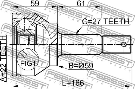 Febest 0210-FX35 - ШРУС НАРУЖНЫЙ 22x59x27 (INFINITI FX45/35 (S50) 2002-2008) FEBEST autosila-amz.com