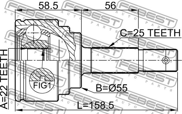 Febest 0210-N16 - ШРУС НАРУЖНЫЙ 22x55x25 (NISSAN ALMERA N16 (UKP) 2000-2006) FEBEST autosila-amz.com