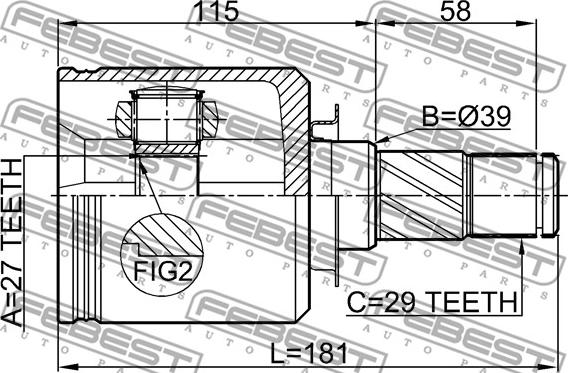 Febest 0211-J32LH - Шарнирный комплект, ШРУС, приводной вал autosila-amz.com