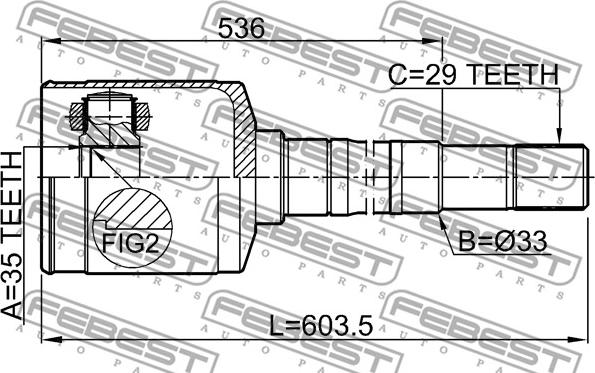 Febest 0211-QR25MTRH - ШРУС ВНУТРЕННИЙ ПРАВЫЙ 35X43X29, шт autosila-amz.com