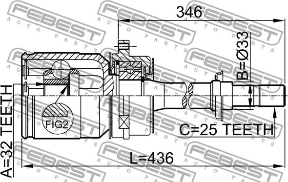 Febest 0211-SR20RH - Шарнирный комплект, ШРУС, приводной вал autosila-amz.com