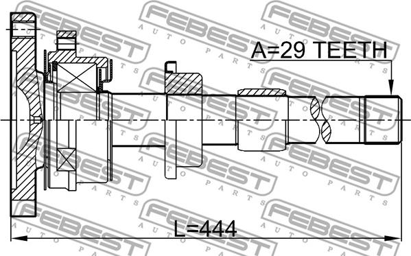 Febest 0212-T30MTRH - привод правый!\ Nissan X-Trail (T30) 2.0/2.2Di/2.2dCi 01> autosila-amz.com