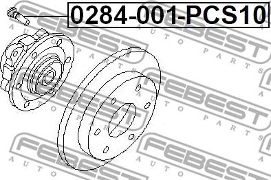 Febest 0284-001-PCS10 - шпилька колёсная! M12x1.25 L46\ Nissan Almera/Juke/Murano/Note/Qashqai/Tiida/Teana autosila-amz.com