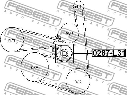 Febest 0287-L31 - ролик натяжной приводного ремня!\ Nissan X-Trail T30 00-06 autosila-amz.com