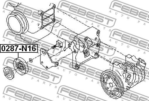 Febest 0287-N16 - РОЛИК НАТЯЖНОЙ РЕМНЯ КОНДИЦИОНЕРА autosila-amz.com