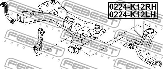 Febest 0224-K12LH - рычаг передний нижний левый!\ Nissan Micra/Note 1.0-1.6 03> autosila-amz.com