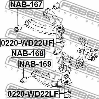 Febest 0220-WD22UF - ОПОРА ШАРОВАЯ ПЕРЕДНЕГО ВЕРХНЕГО РЫЧАГА autosila-amz.com