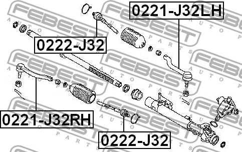 Febest 0221-J32RH - наконечник рулевой правый!\ Nissan Teana/Altima/Maxima 08> autosila-amz.com