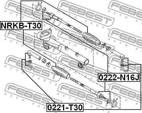 Febest 0221-T30 - наконечник рулевой!\ Nissan Terrano R50 97> autosila-amz.com