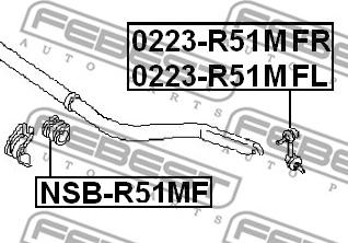 Febest 0223-R51MFL - тяга стабилизатора переднего левая!\ Nissan Pathfinder R51M/Navara D40M autosila-amz.com