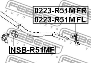 Febest 0223-R51MFR - Тяга стабилизатора передняя правая (nissan pathfinder r51m 2005-) autosila-amz.com