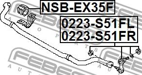 Febest 0223-S51FR - Тяга стабилизатора передняя правая (infiniti fx35/50 (s51) 2008-) autosila-amz.com